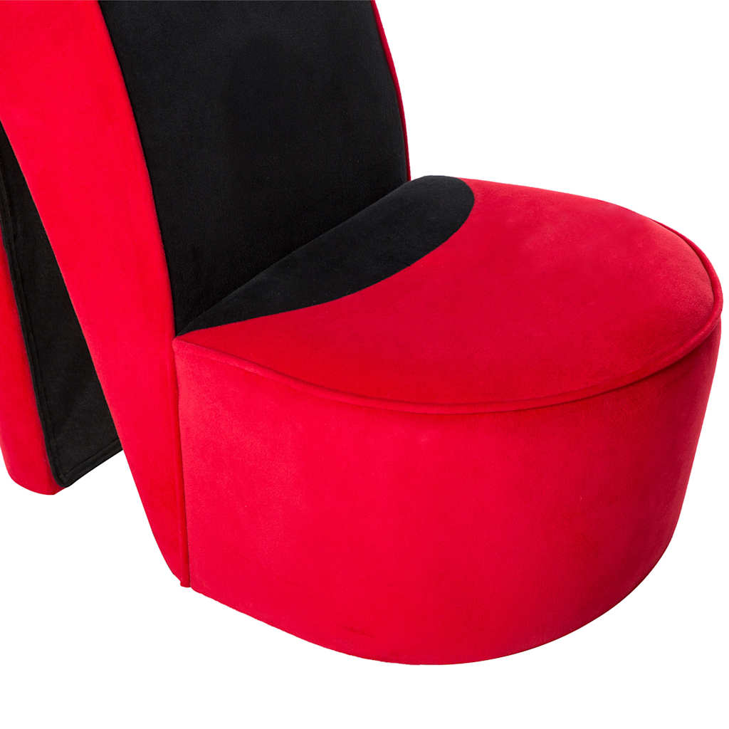 Poltrona a Forma di Scarpa con Tacco Alto in Velluto Rosso