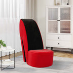 Poltrona a Forma di Scarpa con Tacco Alto in Velluto Rosso