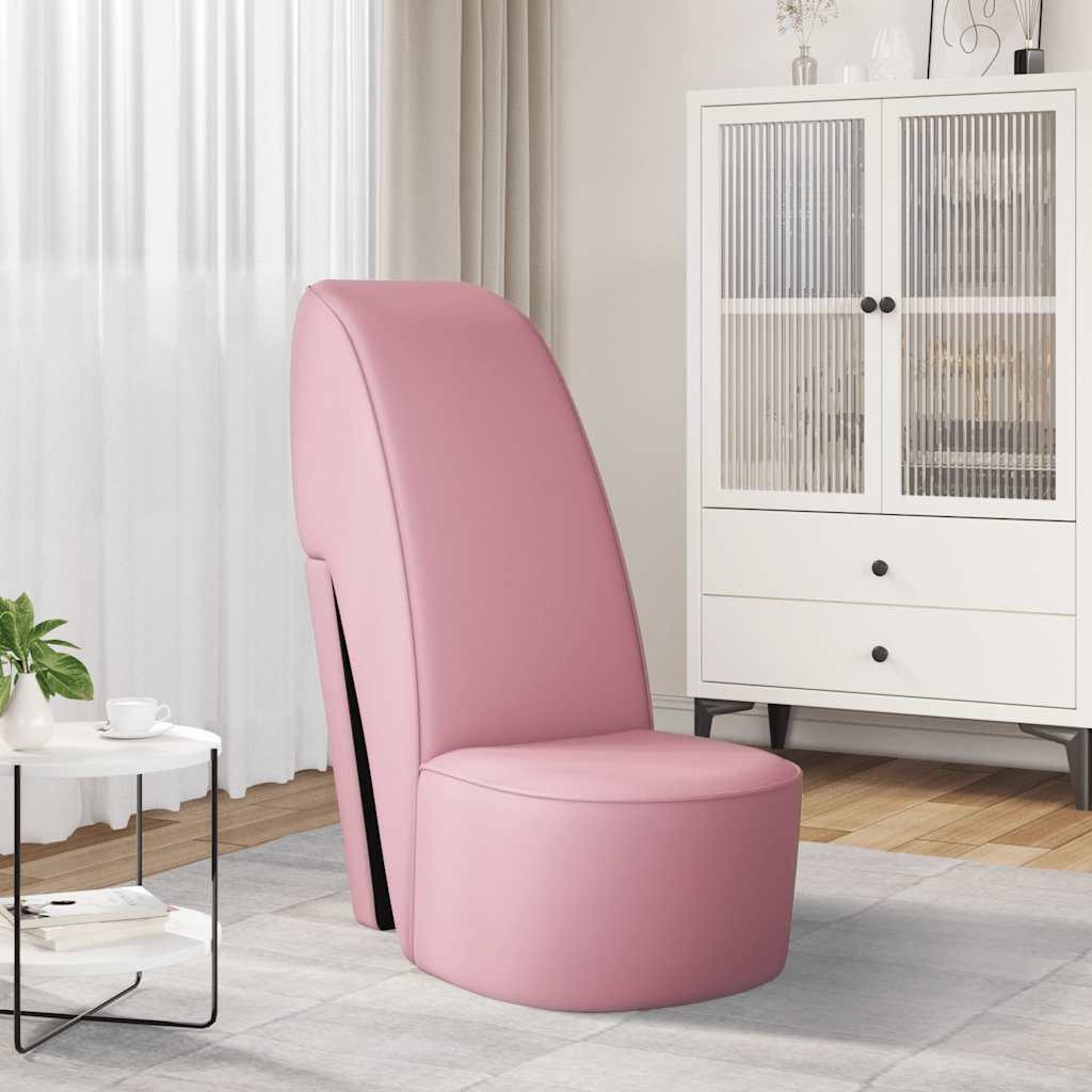 Poltrona a Forma di Scarpa con Tacco in Similpelle Rosa