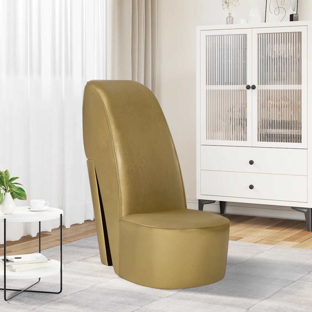 Poltrona a Forma di Scarpa con Tacco in Similpelle Oro