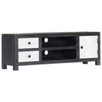 Mobile TV Intagliato a Mano Grigio Bianco 120x30x40 cm in Mango