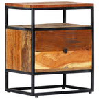 Comodino 40x30x50 cm in Legno Massello di recupero e Acciaio