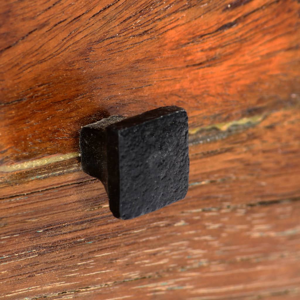 Comodino 40x30x50 cm in Legno Massello di recupero e Acciaio