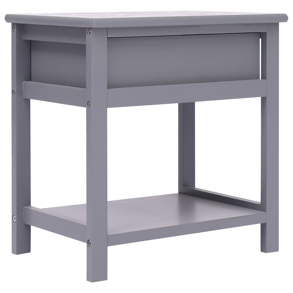Comodini 2pz Grigi 40x29x42 cm in Legno di Paulonia