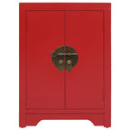Comodino Rosso 38x28x52 cm in Legno di Paulownia