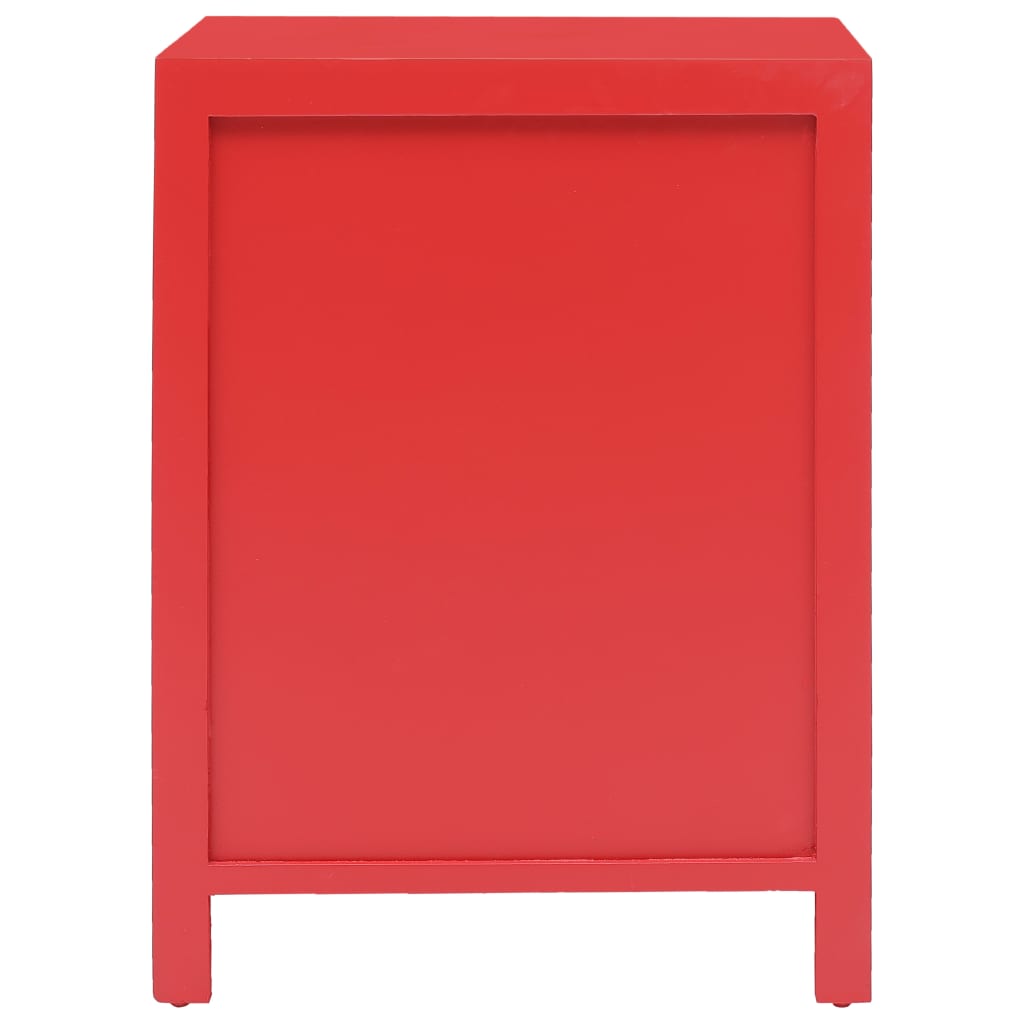Comodino Rosso 38x28x52 cm in Legno di Paulownia