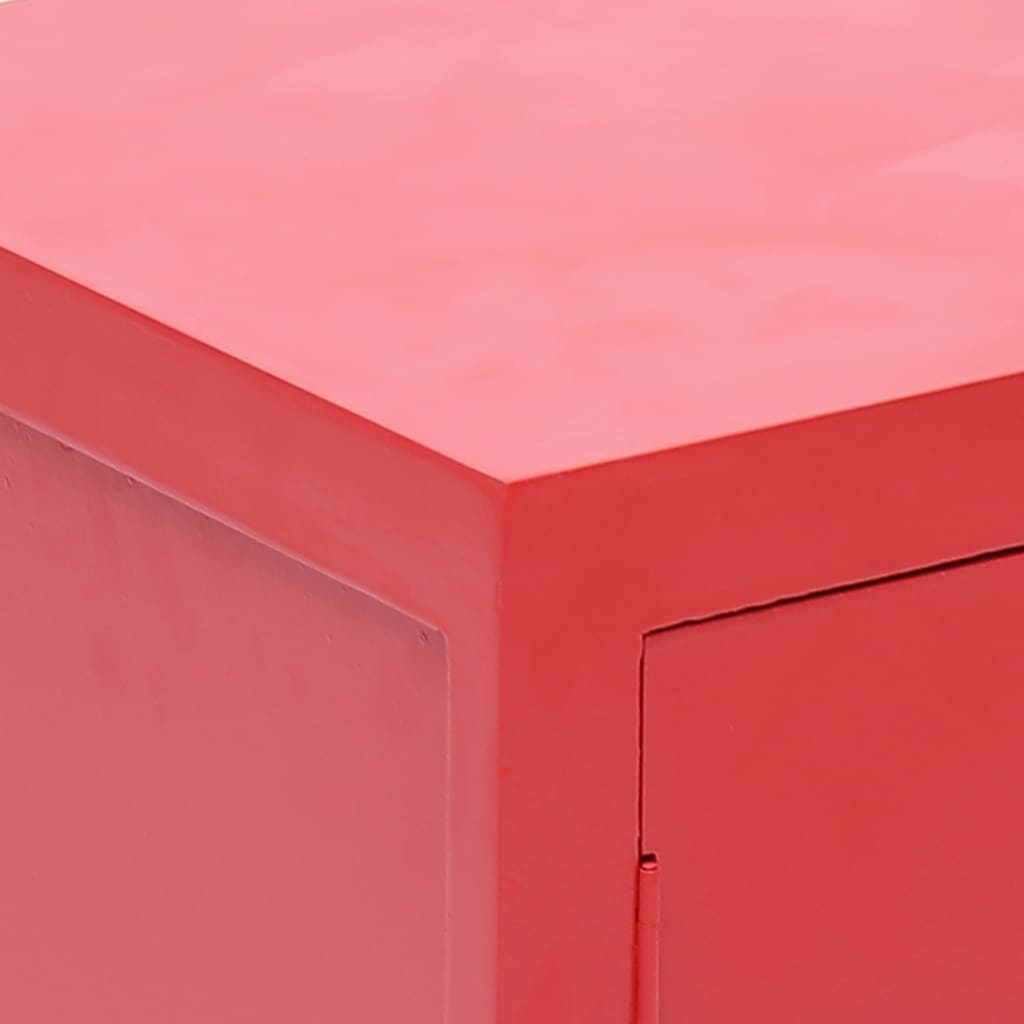 Comodino Rosso 38x28x52 cm in Legno di Paulownia