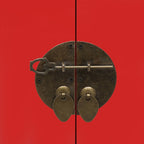 Comodino Rosso 38x28x52 cm in Legno di Paulownia