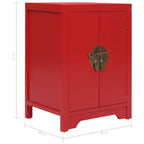 Comodino Rosso 38x28x52 cm in Legno di Paulownia