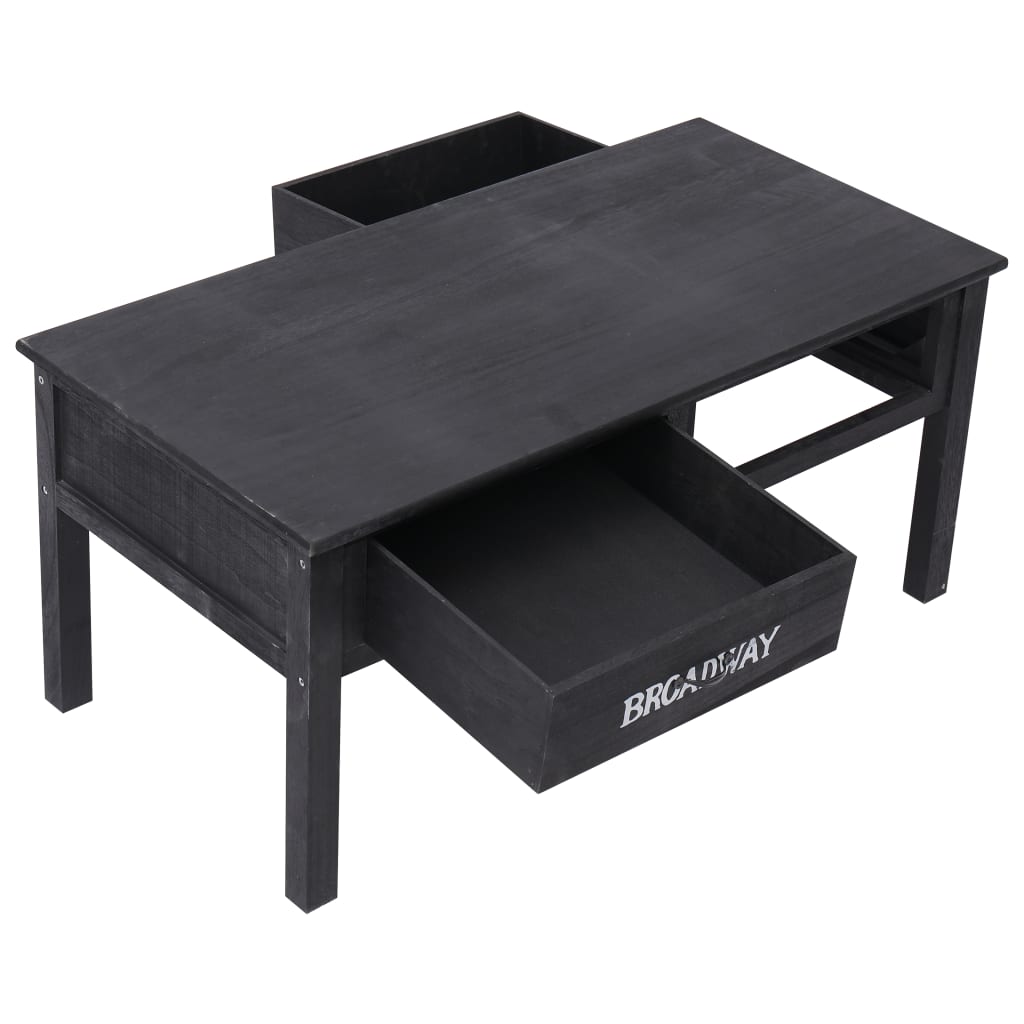 Tavolino da Salotto Nero 100x50x45 cm in Legno