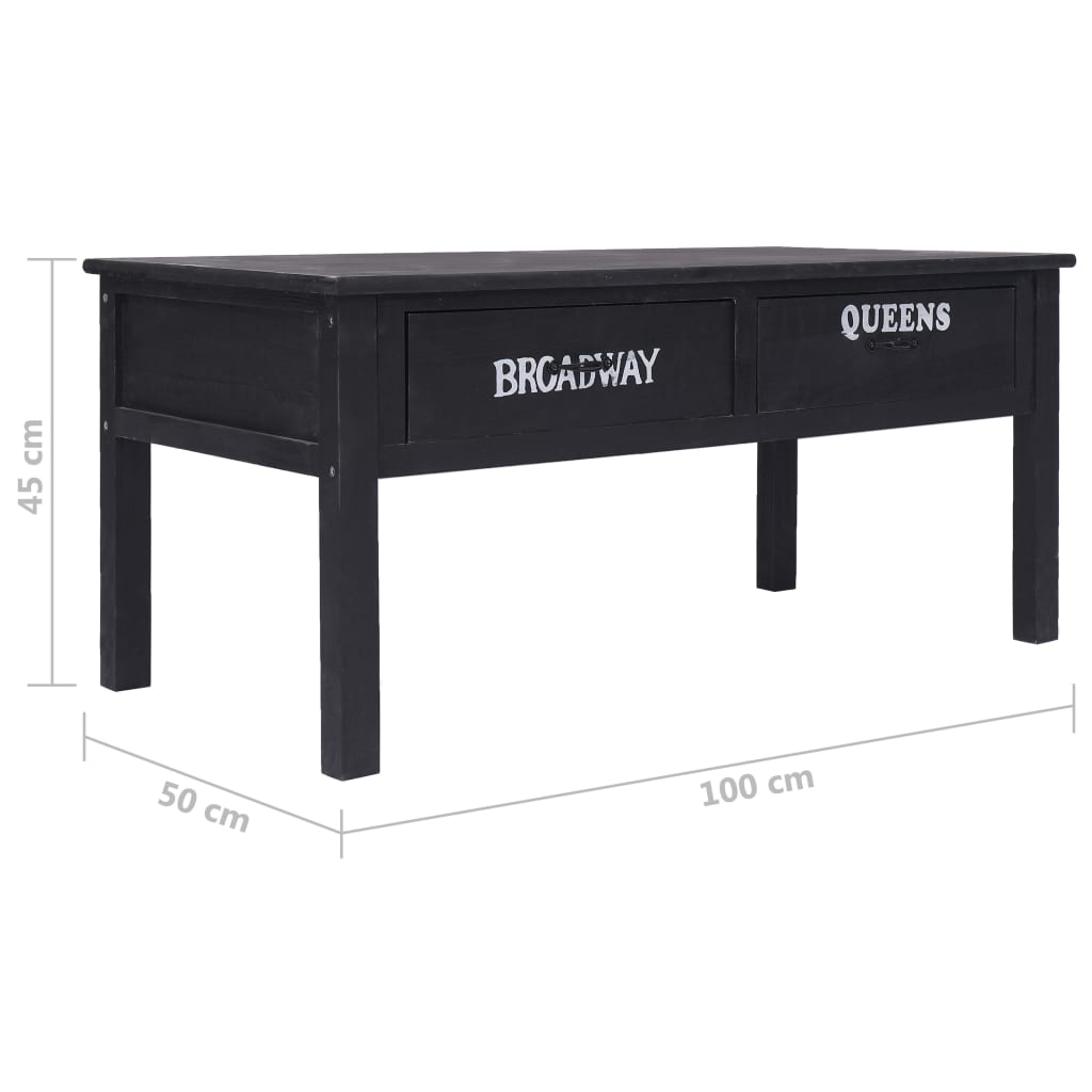 Tavolino da Salotto Nero 100x50x45 cm in Legno