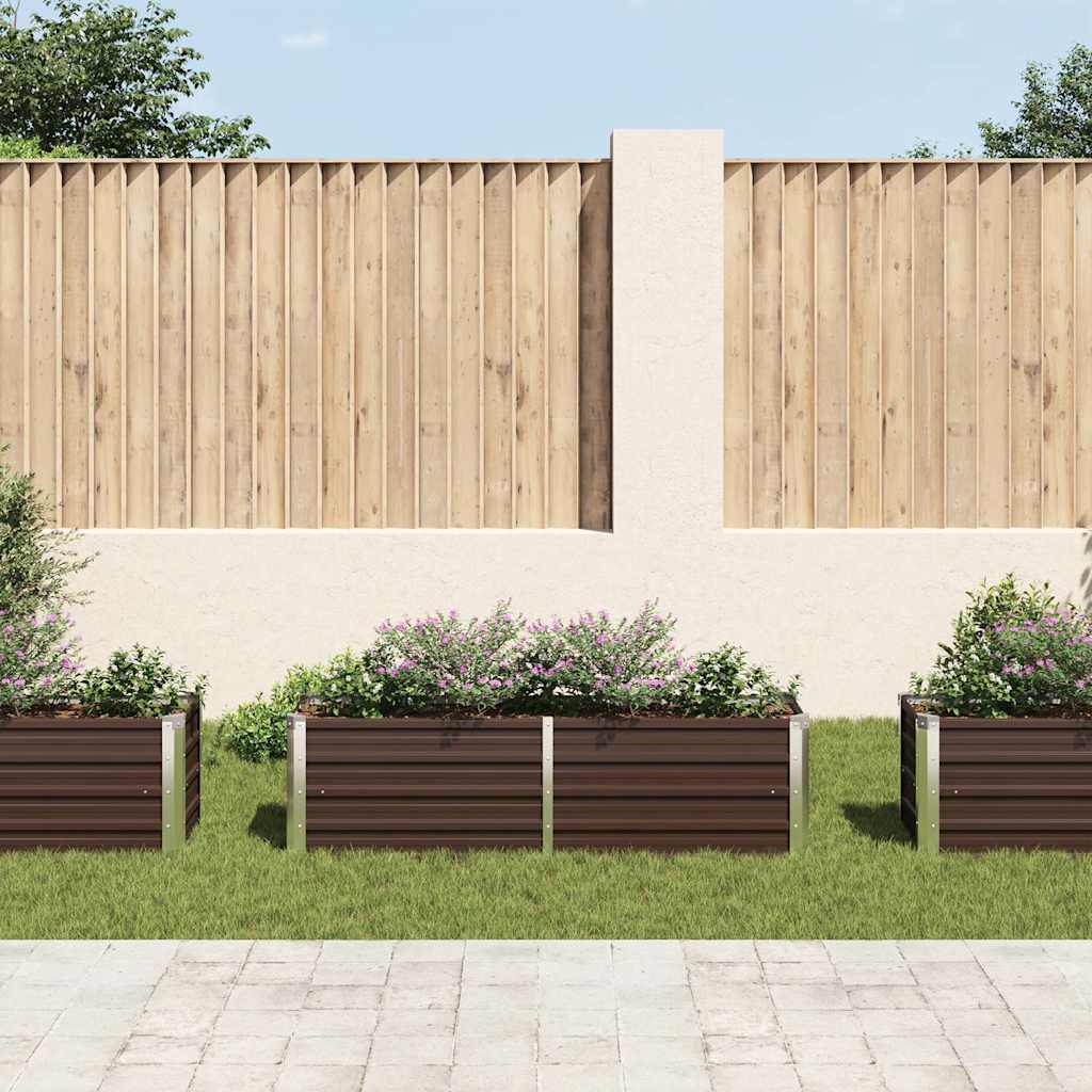 Letto Rialzato Giardino Marrone 160x40x45 cm in Acciaio Zincato