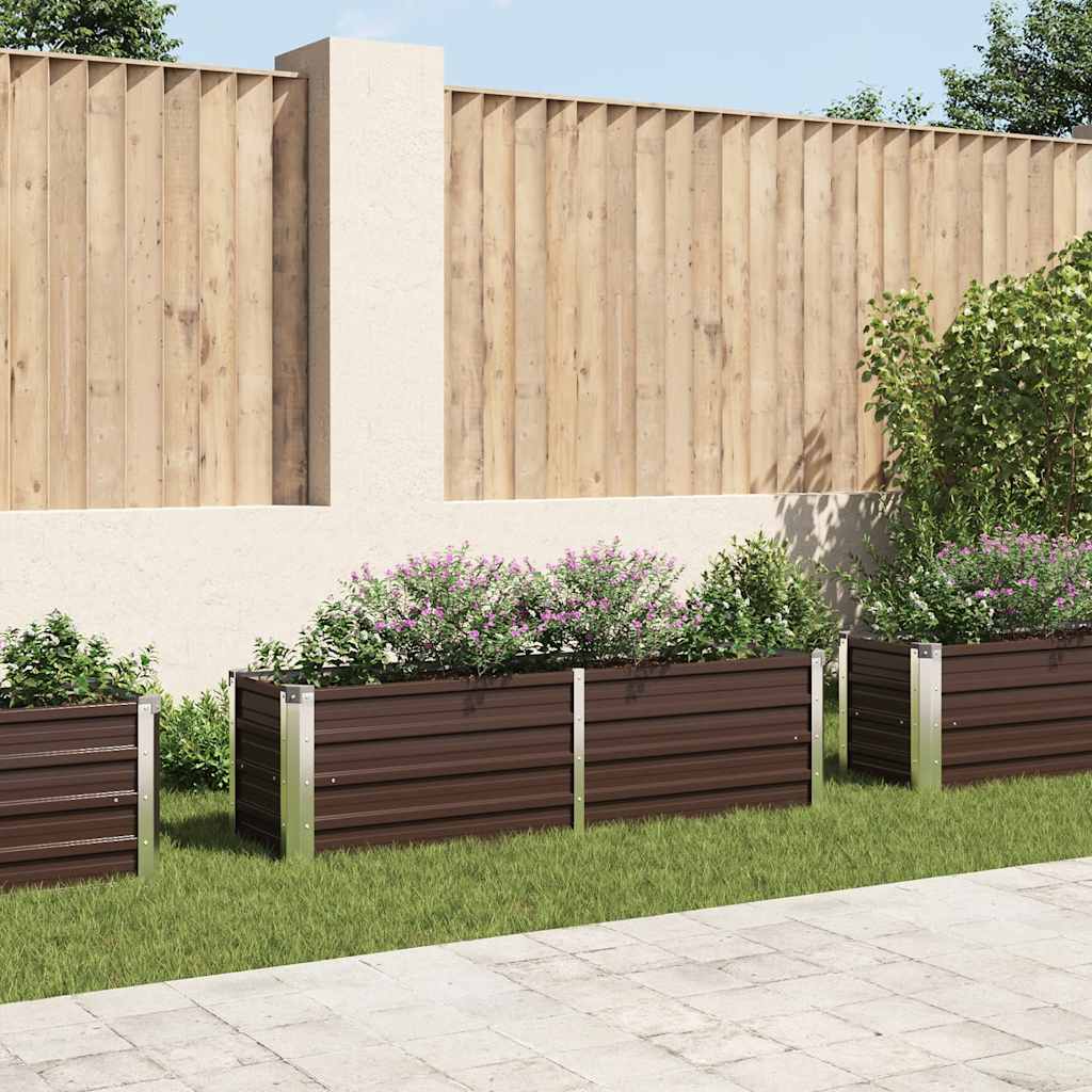 Letto Rialzato Giardino Marrone 160x40x45 cm in Acciaio Zincato