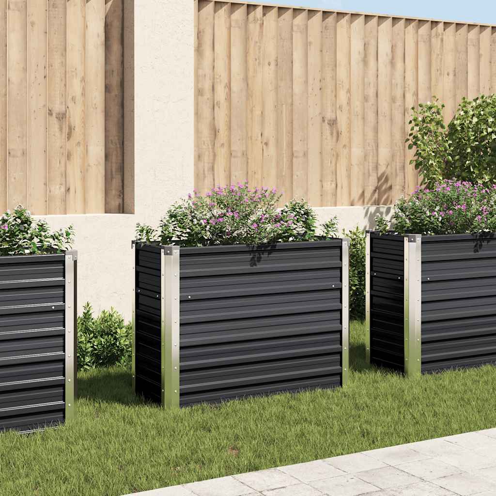 Fioriera per Giardino Antracite 100x40x77 cm in Acciaio Zincato