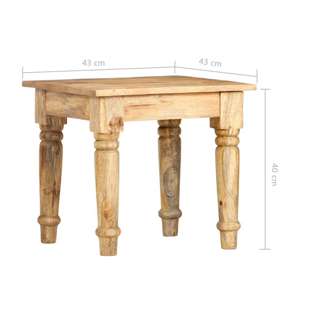 Tavolino di Servizio 43x43x40 cm Legno Massello di Mango