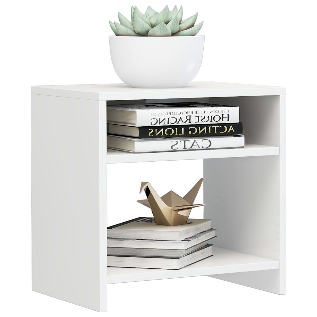 Comodini 2 pz Bianco Lucido 40x30x40 cm in Legno Multistrato