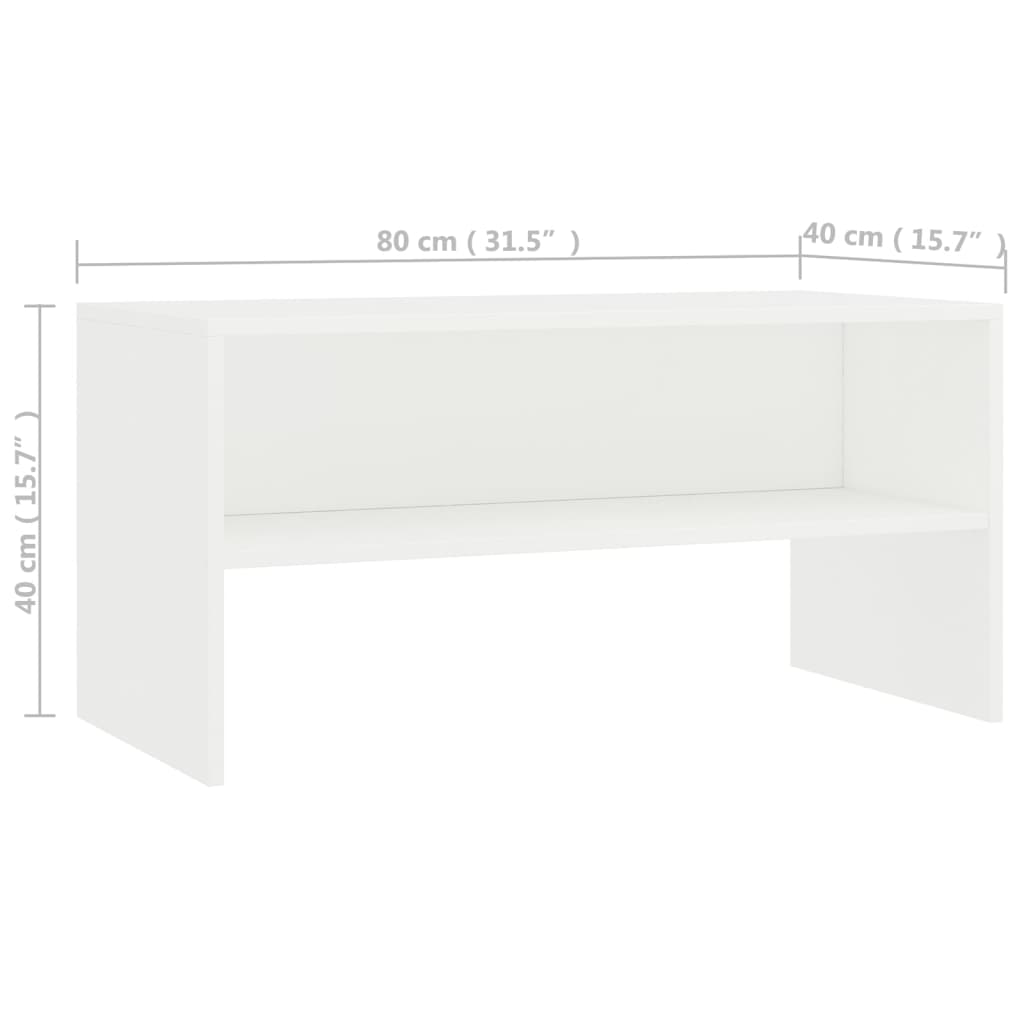 Mobile Porta TV Bianco 80x40x40 cm in Legno Multistrato