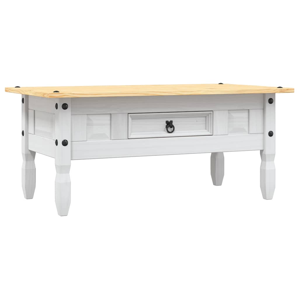 Tavolino Caffé Pino Messicano Corona Range Bianco 100x55x44 cm