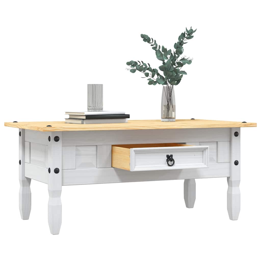 Tavolino Caffé Pino Messicano Corona Range Bianco 100x55x44 cm