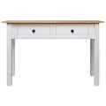 Tavolo Consolle Bianco 110x40x72 cm Legno Massello Pino Panama