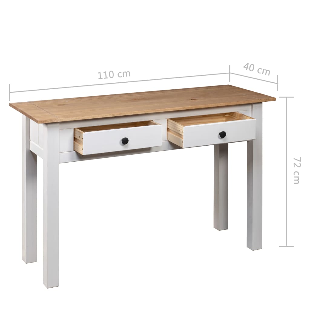 Tavolo Consolle Bianco 110x40x72 cm Legno Massello Pino Panama