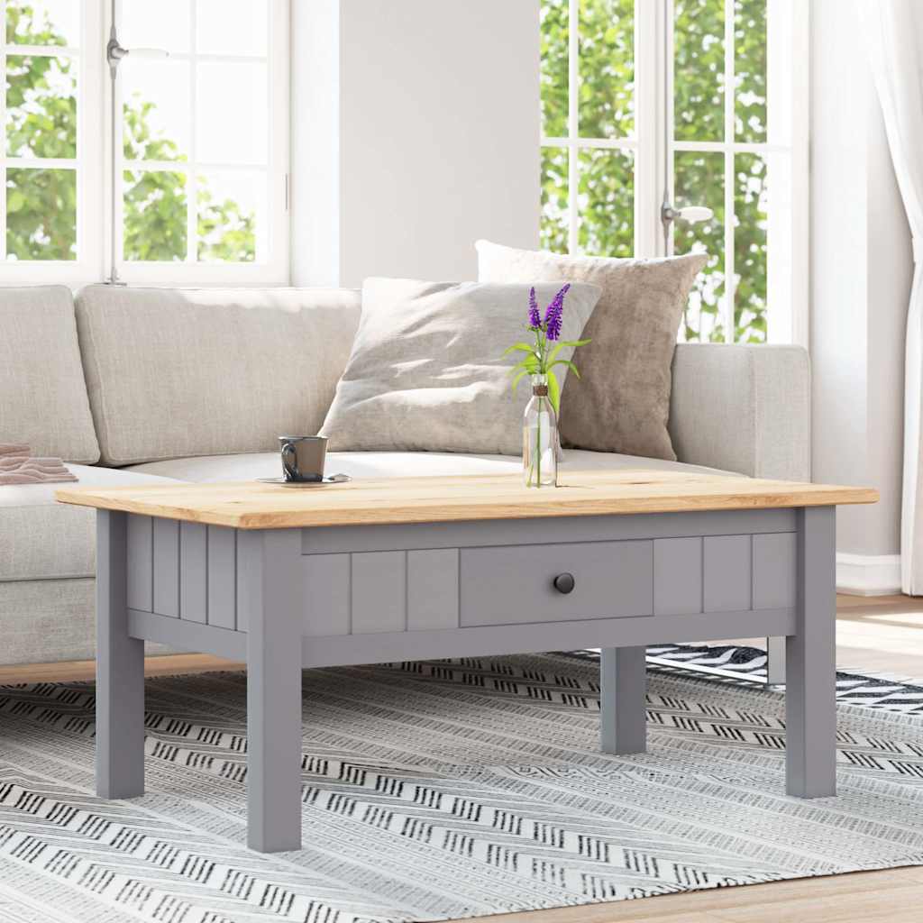 Tavolino Salotto Grigio 100x60x43,5cm Pino Massello Panama Range