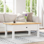 Tavolino Salotto Bianco 100x60x43,5cm Pino Massello Panama Range