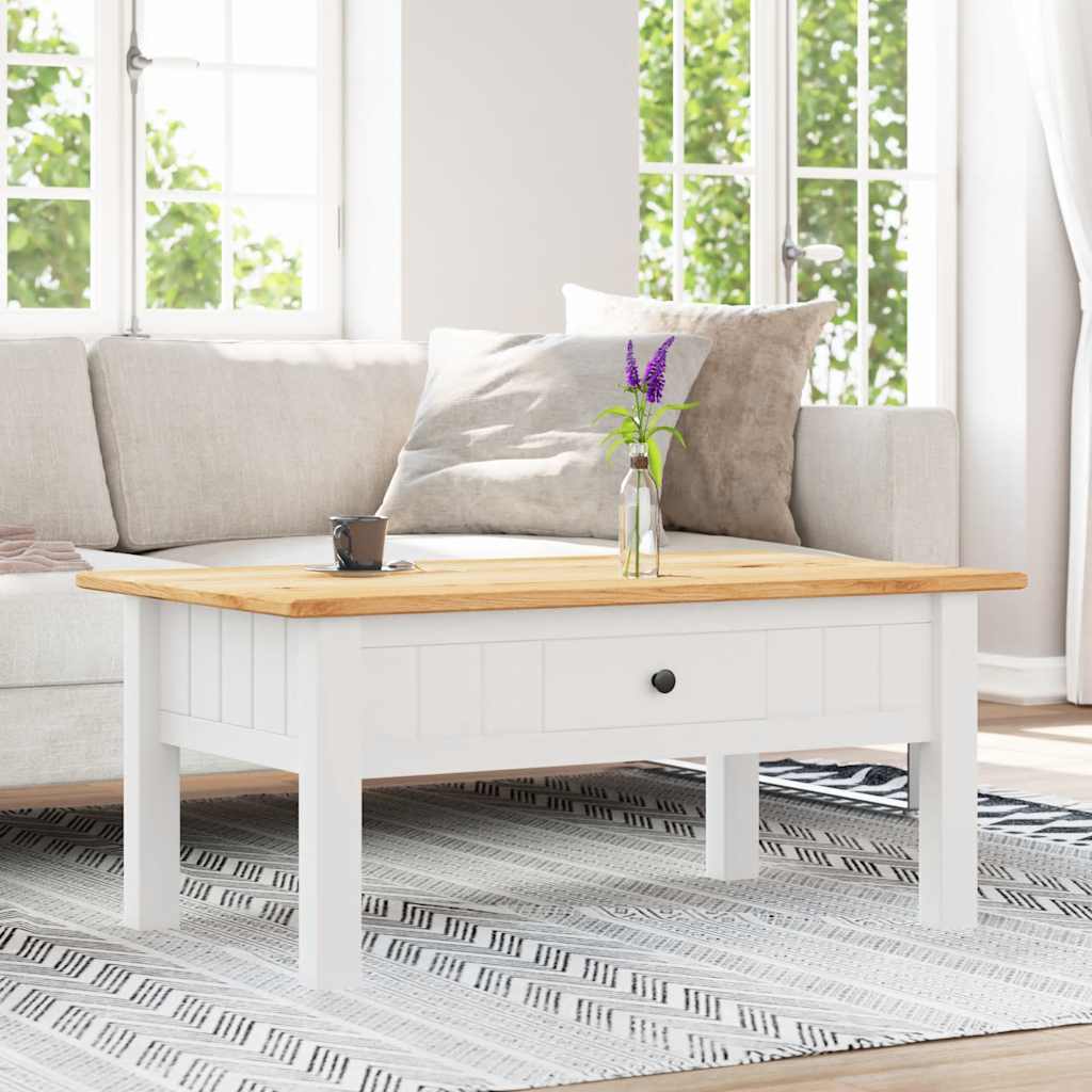 Tavolino Salotto Bianco 100x60x43,5cm Pino Massello Panama Range