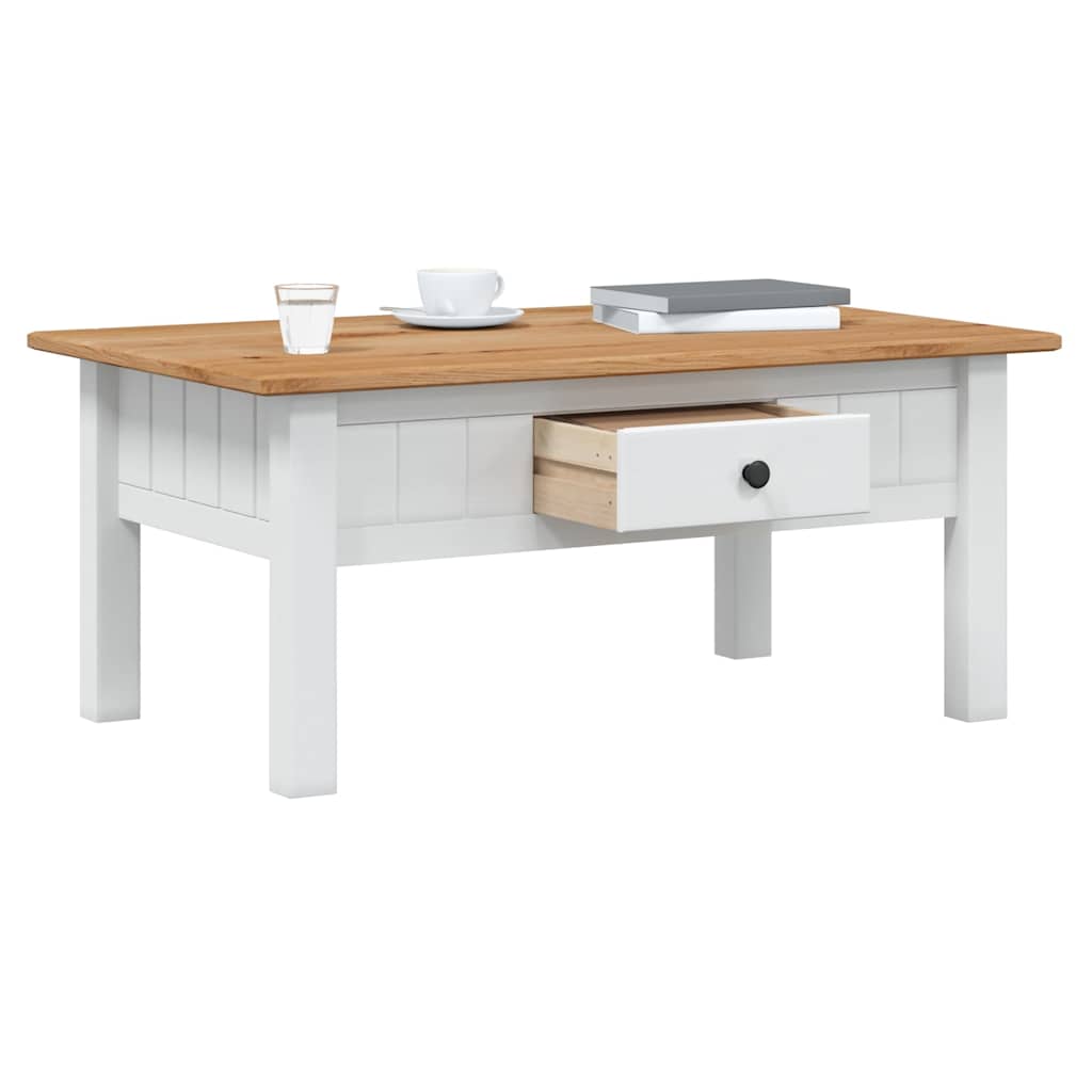 Tavolino Salotto Bianco 100x60x43,5cm Pino Massello Panama Range