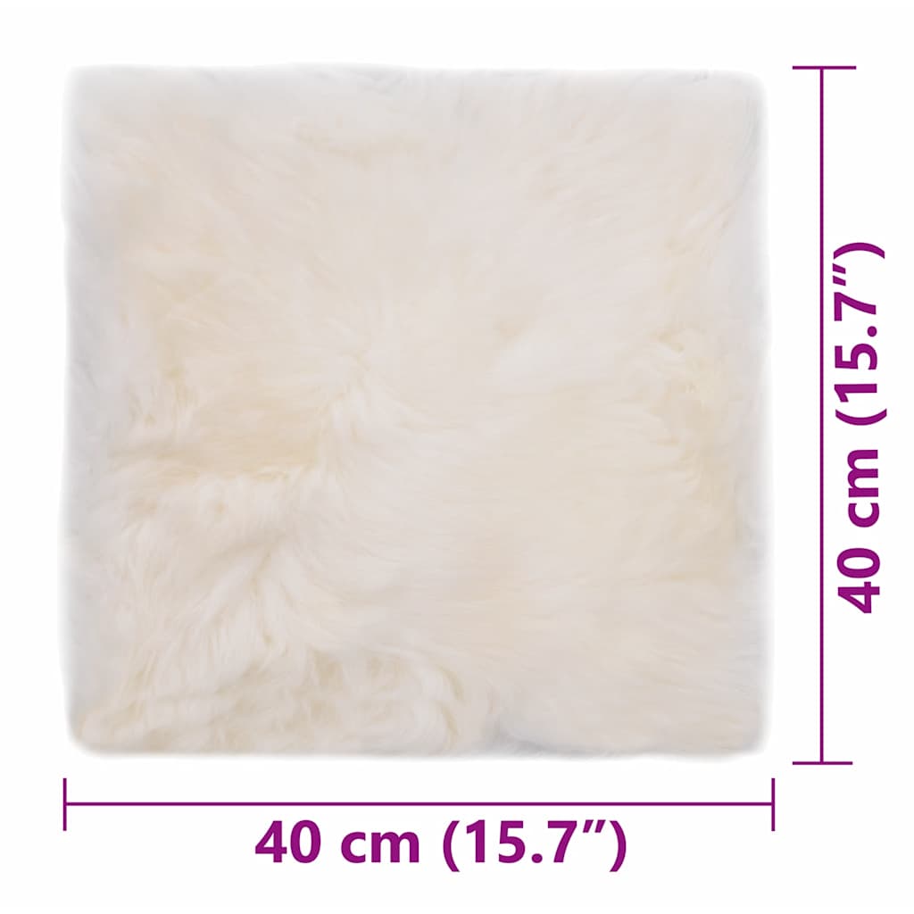 Cuscini per Sedie 2 pz Bianco 40x40cm in Vera Pelle di Montone