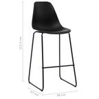 Sedie da Bar 2 pz Nere in Plastica