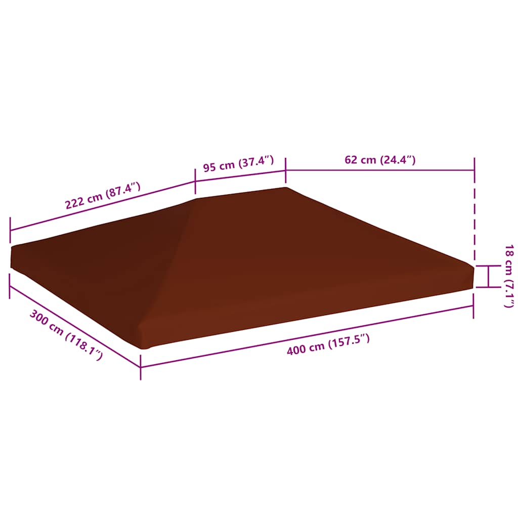 Copertura Superiore Gazebo 310g/m² 3x4m Terracotta