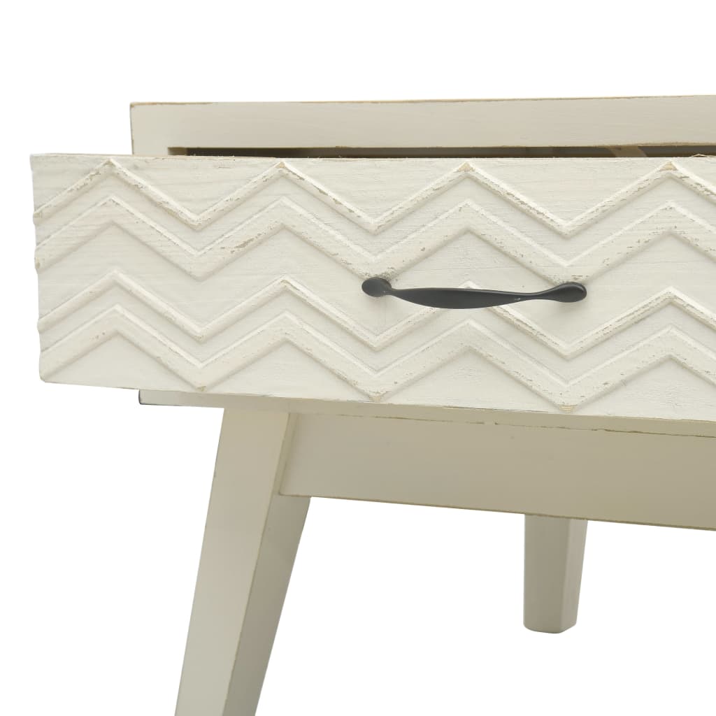 Tavolino Salotto 2 Cassetti Intagliati Grigio 110x50x40cm Legno