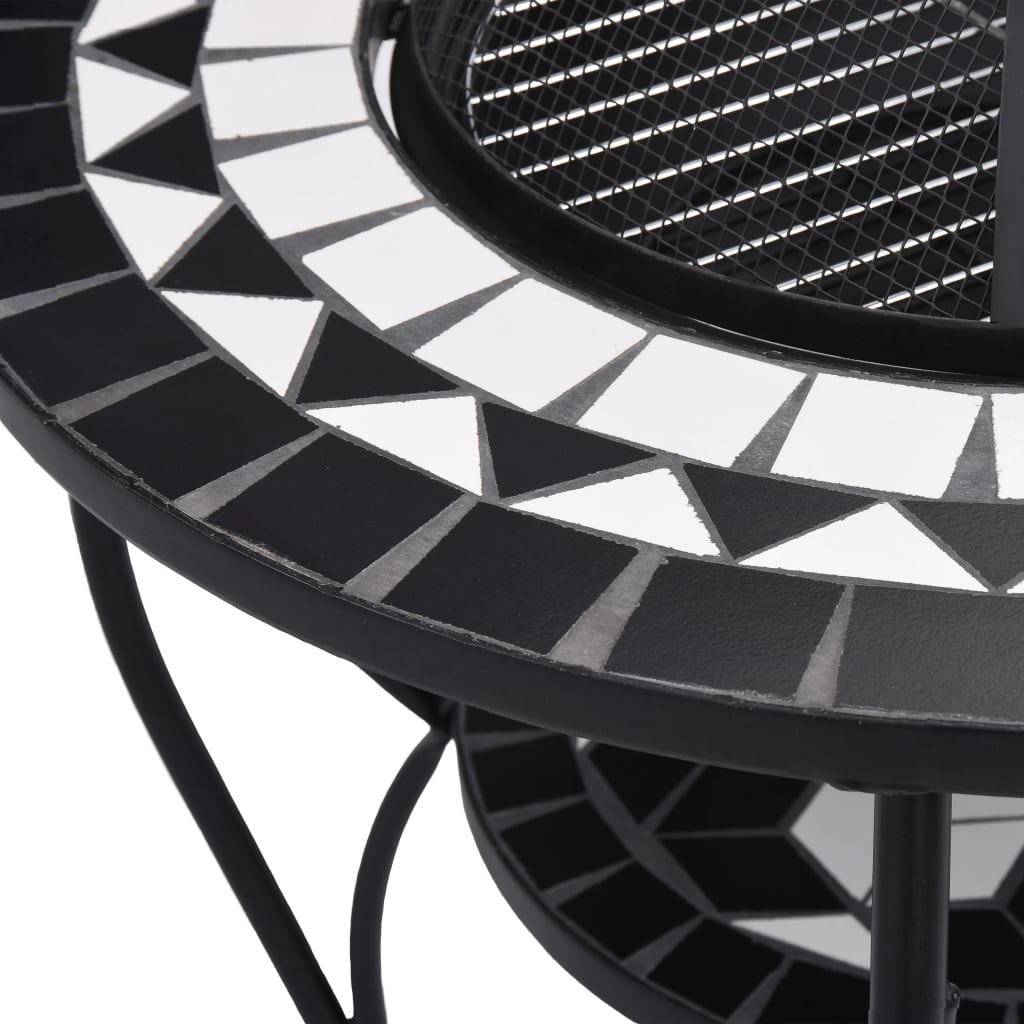 Tavolo con Braciere a Mosaico Nero e Bianco 68 cm in Ceramica