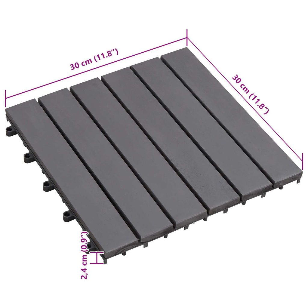 Piastrella per Decking 10 pcs Grigio 30 x 30 cm Legno di Acacia