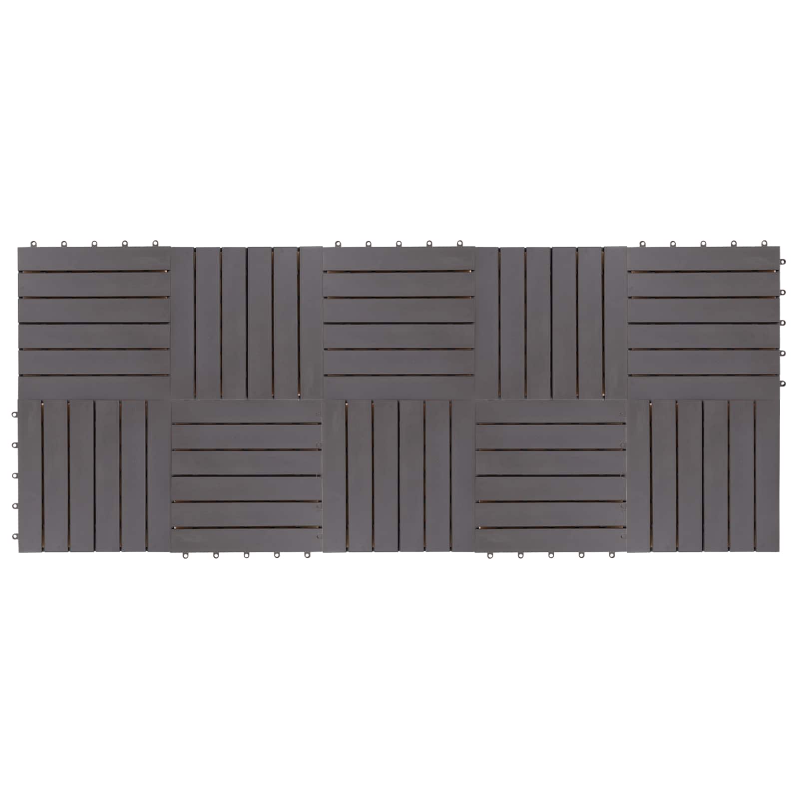 Piastrella per Decking 10 pcs Grigio 30 x 30 cm Legno di Acacia