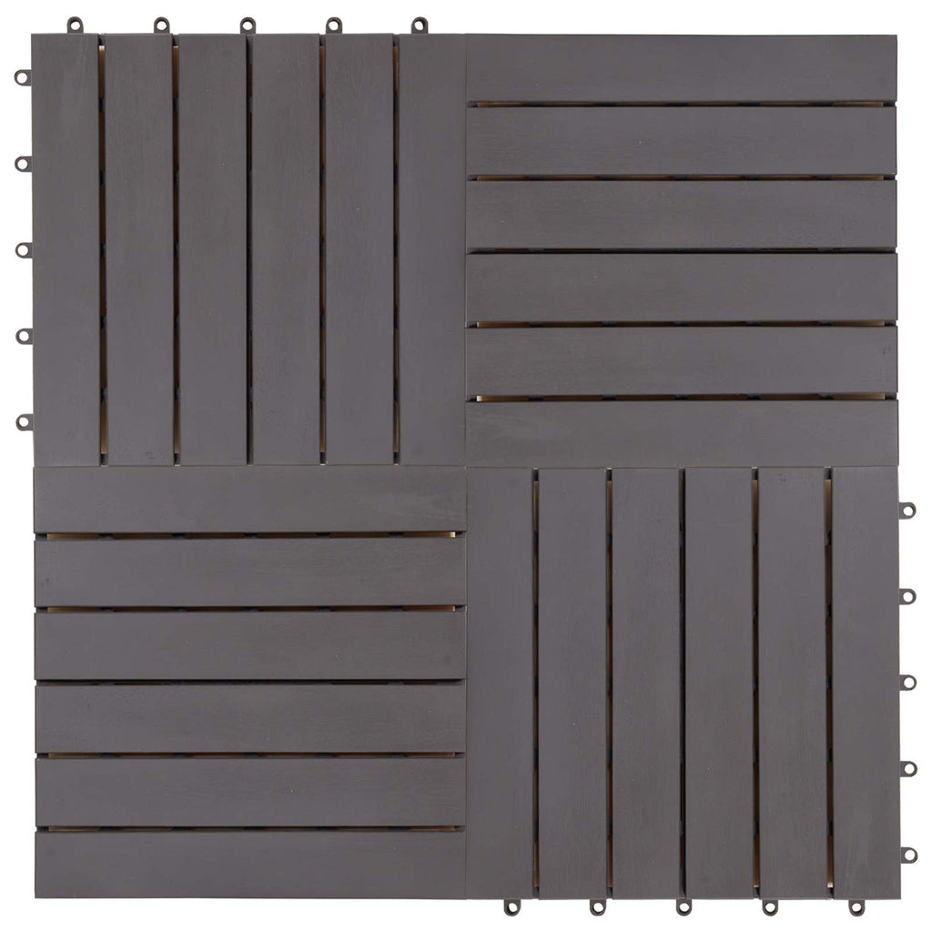 Piastrella per Decking 10 pcs Grigio 30 x 30 cm Legno di Acacia