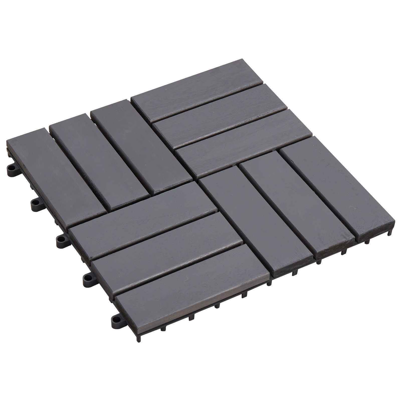 Piastrella per Decking 10 pcs Grigio 30 x 30 cm Legno di Acacia