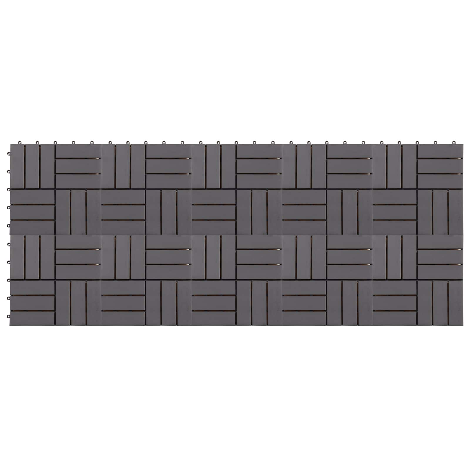 Piastrella per Decking 10 pcs Grigio 30 x 30 cm Legno di Acacia