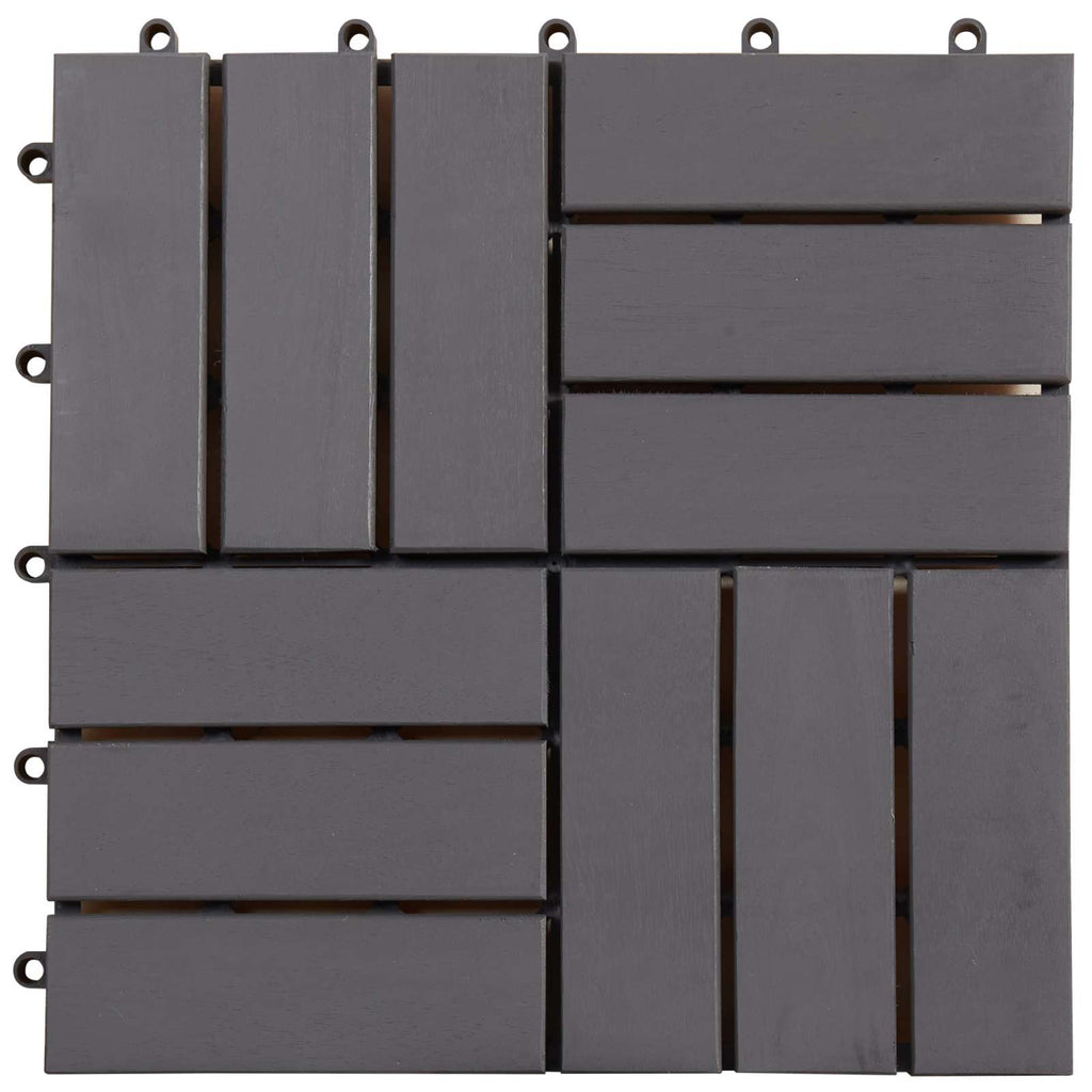 Piastrella per Decking 10 pcs Grigio 30 x 30 cm Legno di Acacia