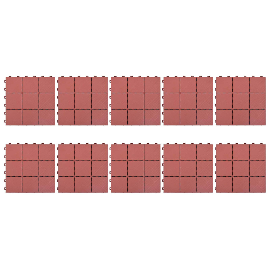 Piastrella per Decking 10 pcs Rosso 30,5 x 30,5 x 2,2 cm