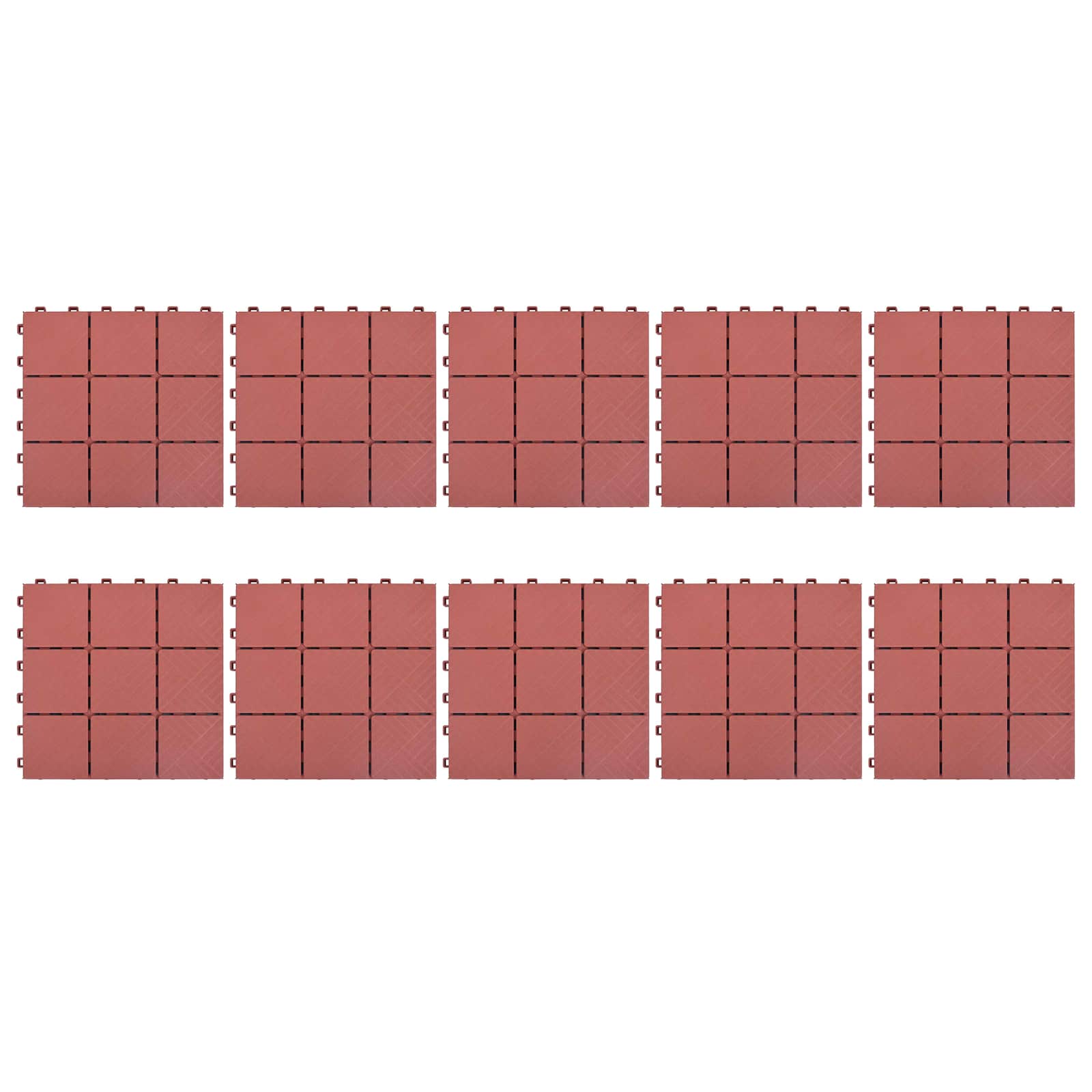 Piastrella per Decking 10 pcs Rosso 30,5 x 30,5 x 2,2 cm