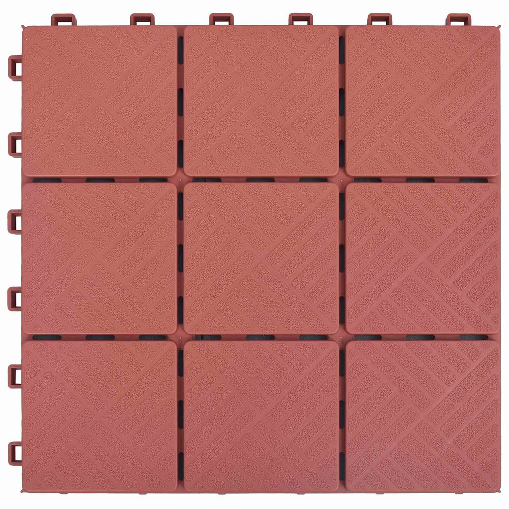 Piastrella per Decking 10 pcs Rosso 30,5 x 30,5 x 2,2 cm
