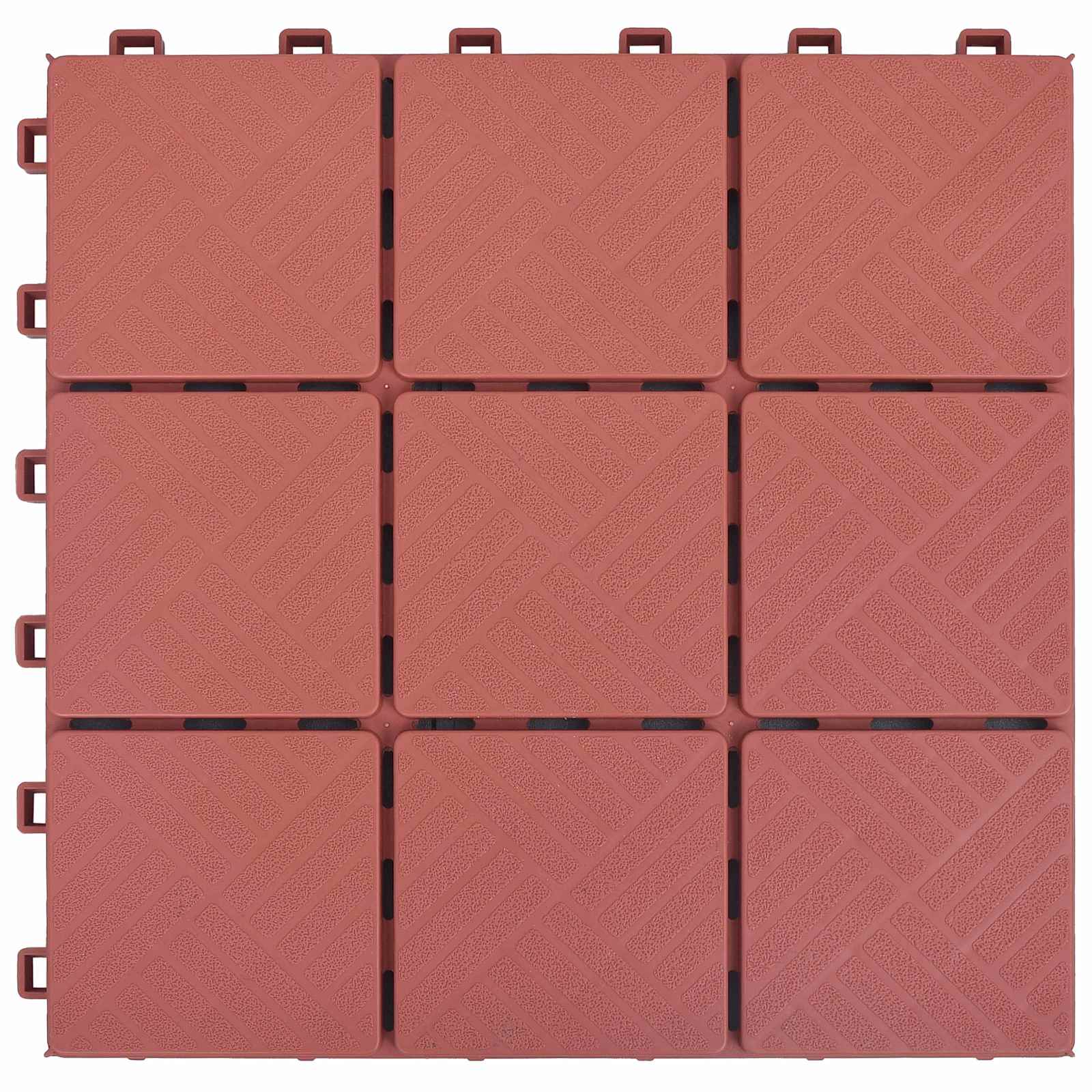 Piastrella per Decking 10 pcs Rosso 30,5 x 30,5 x 2,2 cm