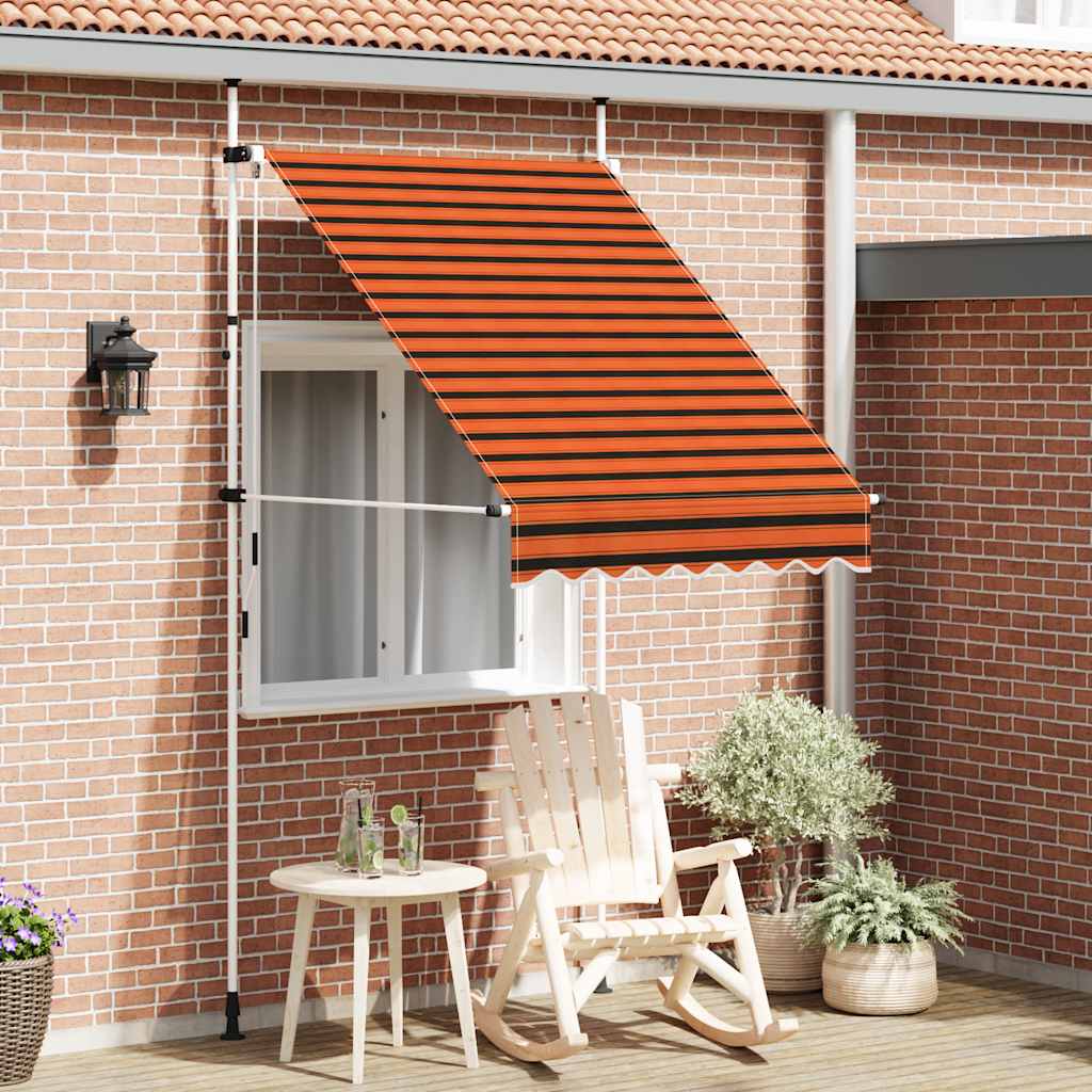 Tenda da Sole Retrattile Manuale 150 cm Arancione e Marrone