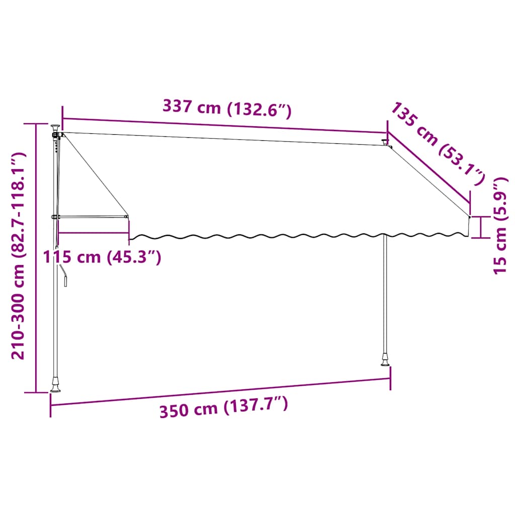 Tenda da Sole Retrattile Manuale 350 cm Arancione e Marrone