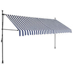 Tenda da Sole Retrattile Manuale con LED 400 cm Blu e Bianca