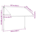 Tenda da Sole Retrattile Manuale con LED 250 cm Crema
