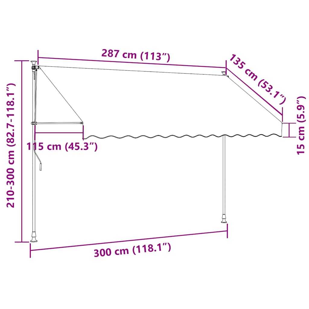 Tenda da Sole Retrattile Manuale con LED 300 cm Crema