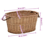 Cesta per Legna con Maniglie 56x40x28 cm Salice Naturale